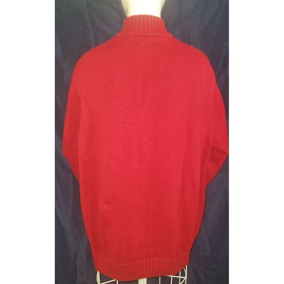 Chaps Sweater Adult Large Pullover Henley Neck Reindeer Fair‎ Isle Christmas Red - Picture 2 of 8
